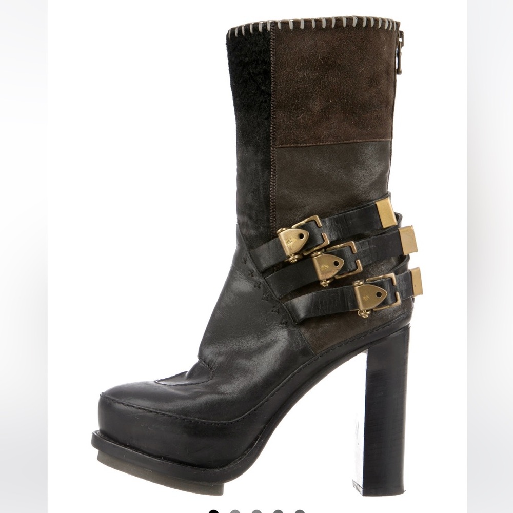 Black leather Rag & Bone platform boots, pre-owned , no box available